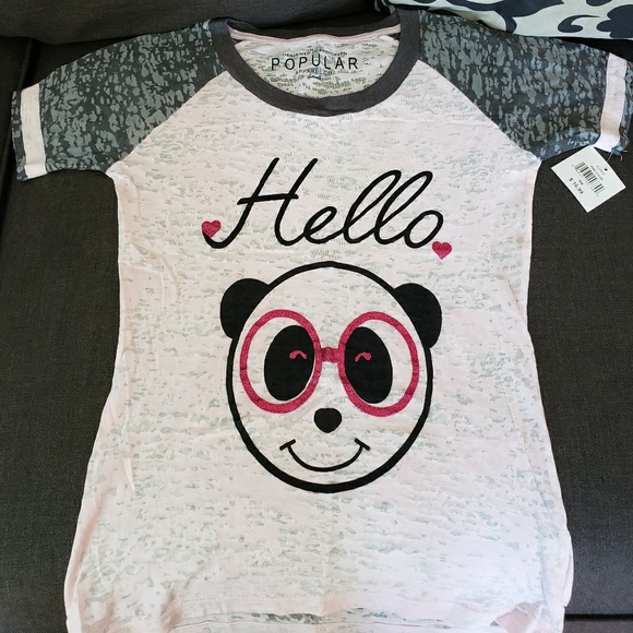 Popular Basics Other - Girl's "Hello" tee  with Panda